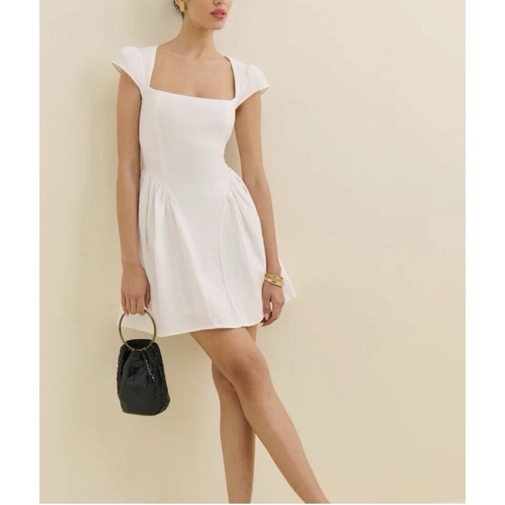 Reformation Reformation Oaklyn Linen Mini Dress White Size 8